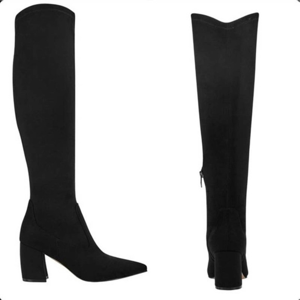 Marc Fisher Black Retie Faux Suede Calf Boots 8M